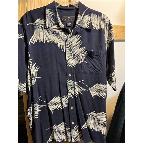 Vintage Consensus Sportswear Men’s Rayon Shirt Size L Blue Floral Hawaiian EUC - Picture 6 of 9